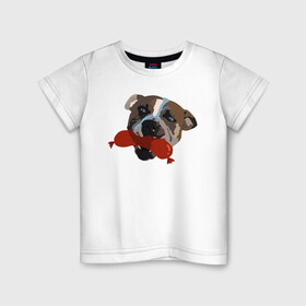 Детская футболка хлопок с принтом Амстафф в Курске, 100% хлопок | круглый вырез горловины, полуприлегающий силуэт, длина до линии бедер | amstaff | американский стаффордширский терьер | амстафф | аст | собака | сосиска | стафф | стаффорд