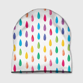 Шапка 3D с принтом Акварельные капли в Курске, 100% полиэстер | универсальный размер, печать по всей поверхности изделия | artist | coloful | colored | draw | drops | rain | rainbow | watercolor | акварель | дождь | капли | радужный | художник