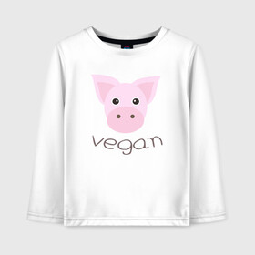 Детский лонгслив хлопок с принтом Pig Vegan в Курске, 100% хлопок | круглый вырез горловины, полуприлегающий силуэт, длина до линии бедер | Тематика изображения на принте: green | greenpaece | nature | pig | sport | vegan | yoga | веган | вегетарианец | гринпис | еда | животные | жизнь | здоровье | зеленый | йога | мир | овощи | пища | планета | природа | растение | свинья | спорт | тело | фрукты