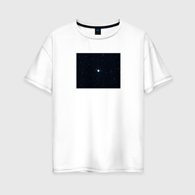 Женская футболка хлопок Oversize с принтом космос в Курске, 100% хлопок | свободный крой, круглый ворот, спущенный рукав, длина до линии бедер
 | белый | звезды | космос | синий | черный