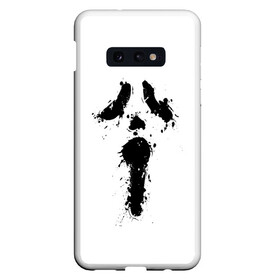 Чехол для Samsung S10E с принтом Крик - Ghost Face в Курске, Силикон | Область печати: задняя сторона чехла, без боковых панелей | chill kill | dbd | ghost face | horror | scary movie | scream | scream mask | wasup | wazap | wazup | whats up | вазап | васап | краска | крик | маска крика | очень страшное кино | призрачное лицо | пятна | страшное кино | телефон | триллер | ужа