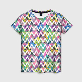 Женская футболка 3D с принтом Кривая линия и цветы в Курске, 100% полиэфир ( синтетическое хлопкоподобное полотно) | прямой крой, круглый вырез горловины, длина до линии бедер | абстракция | геометрия | лето | линии | паттерн | текстуры | узоры