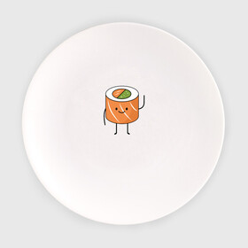 Тарелка с принтом Сушинка в Курске, фарфор | диаметр - 210 мм
диаметр для нанесения принта - 120 мм | Тематика изображения на принте: арт | иллюстрация | китайская еда | ролл | суши