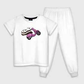 Детская пижама хлопок с принтом Панды на мопеде в Курске, 100% хлопок |  брюки и футболка прямого кроя, без карманов, на брюках мягкая резинка на поясе и по низу штанин
 | животные | звери | медведь | мишка | мопед | панда | японский мишка
