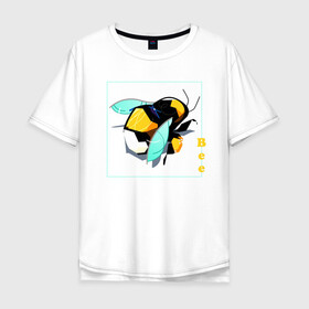 Мужская футболка хлопок Oversize с принтом Пчелка в Курске, 100% хлопок | свободный крой, круглый ворот, “спинка” длиннее передней части | Тематика изображения на принте: арт | мед | насекомое | рисунок
