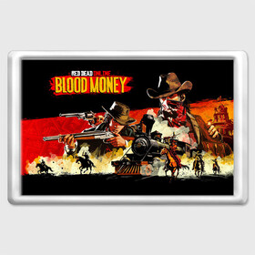 Магнит 45*70 с принтом RDRO: BLOOD MONEY в Курске, Пластик | Размер: 78*52 мм; Размер печати: 70*45 | auto | blood | dead | grand | gta | money | rdr | red | redemption | rockstar | theft | гта | деньги | кровавые | рокстар