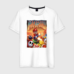 Мужская футболка хлопок с принтом MARIO | DOOM в Курске, 100% хлопок | прямой крой, круглый вырез горловины, длина до линии бедер, слегка спущенное плечо. | doom | doom eternal | doom monster | eternal | mario | дум | дуум | марио