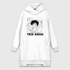 Платье-худи хлопок с принтом TRIO BADAS One Piece в Курске,  |  | anime | manga | monkey d. luffy | one piece | vinsmoke sanji | zoro roronoa | аниме | большой куш | ван пис | винсмок санджи | вон пис | король пиратов | луфи | луффи | манга | манки д. луффи | пират | ророноа зоро | соломенная шляпа