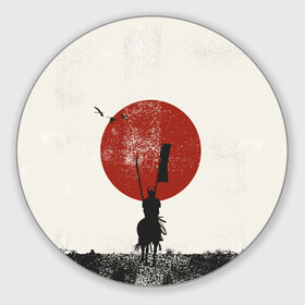 Коврик для мышки круглый с принтом Самурай на коне в Курске, резина и полиэстер | круглая форма, изображение наносится на всю лицевую часть | Тематика изображения на принте: samurai | буси | воин | конь | самурай | философия | япония