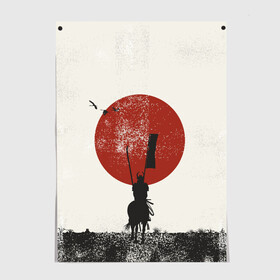 Постер с принтом Самурай на коне в Курске, 100% бумага
 | бумага, плотность 150 мг. Матовая, но за счет высокого коэффициента гладкости имеет небольшой блеск и дает на свету блики, но в отличии от глянцевой бумаги не покрыта лаком | samurai | буси | воин | конь | самурай | философия | япония