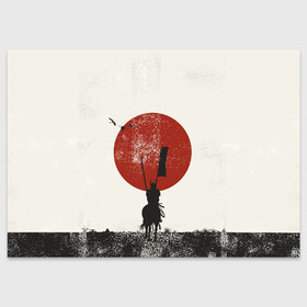 Поздравительная открытка с принтом Самурай на коне в Курске, 100% бумага | плотность бумаги 280 г/м2, матовая, на обратной стороне линовка и место для марки
 | Тематика изображения на принте: samurai | буси | воин | конь | самурай | философия | япония