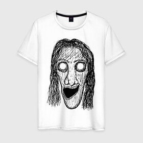 Мужская футболка хлопок с принтом Растрепанное лицо в Курске, 100% хлопок | прямой крой, круглый вырез горловины, длина до линии бедер, слегка спущенное плечо. | dead | ghost | halloween | horror | suspense | vampire | witch | zombie