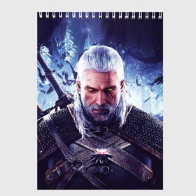 Скетчбук с принтом THE WITCHER / GERALT OF RIVIA в Курске, 100% бумага
 | 48 листов, плотность листов — 100 г/м2, плотность картонной обложки — 250 г/м2. Листы скреплены сверху удобной пружинной спиралью | Тематика изображения на принте: the witcher | ведьмак | геральт | зе витчер | игра | компьютерная игра