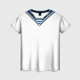 Женская футболка 3D с принтом Матроска парадная ВМФ в Курске, 100% полиэфир ( синтетическое хлопкоподобное полотно) | прямой крой, круглый вырез горловины, длина до линии бедер | вмф | военная форма | день флота | матроска