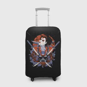 Чехол для чемодана 3D с принтом ГеЙша и СамураЙ в Курске, 86% полиэфир, 14% спандекс | двустороннее нанесение принта, прорези для ручек и колес | девушка | самурай | япония