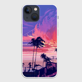 Чехол для iPhone 13 mini с принтом Пейзаж в Курске,  |  | америка | закат | летний | лето | майами | море | пальмы | пейзаж | пляж | рассвет