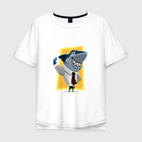 Мужская футболка хлопок Oversize с принтом Я на деле в Курске, 100% хлопок | свободный крой, круглый ворот, “спинка” длиннее передней части | акула | бизнес | бизнесмен | галстук | зубы | морской | профессионал | рыба | хищник