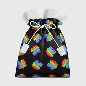 Подарочный 3D мешок с принтом поп ит  пазлы на черном в Курске, 100% полиэстер | Размер: 29*39 см | pop it | антистресс | детский | игрушка | лего | лопай | пазлы | поп ит | пузыри | пупырка | радужный | разноцветный | тетрис | шарик