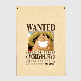 Постер с принтом WANTED Monkey D. Luffy в Курске, 100% бумага
 | бумага, плотность 150 мг. Матовая, но за счет высокого коэффициента гладкости имеет небольшой блеск и дает на свету блики, но в отличии от глянцевой бумаги не покрыта лаком | anime | manga | monkey d. luffy | one piece | аниме | большой куш | ван пис | вон пис | гол д. роджер | кайдо | король пиратов | луфи | луффи | манга | манки д. луффи | нами | нико робин | пират | портгас д. эйс | ророноа зоро