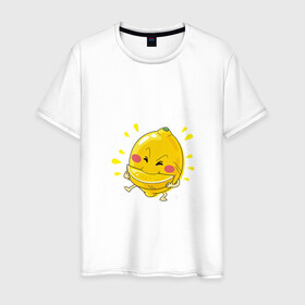 Мужская футболка хлопок с принтом Лимон каннибал  в Курске, 100% хлопок | прямой крой, круглый вырез горловины, длина до линии бедер, слегка спущенное плечо. | долька | кислый | лимон | лицо | фрукт | фрукты