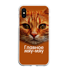 Чехол для iPhone XS Max матовый с принтом ГЛАВНОЕ МЯУ-МЯУ в Курске, Силикон | Область печати: задняя сторона чехла, без боковых панелей | Тематика изображения на принте: главное мяу мяу | животные | кот | кошка | мордочка | мяу | рыжий