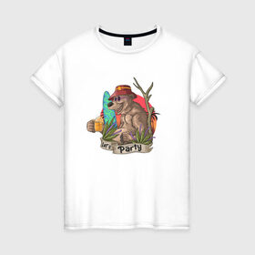Женская футболка хлопок с принтом Lets Party в Курске, 100% хлопок | прямой крой, круглый вырез горловины, длина до линии бедер, слегка спущенное плечо | bear | вечеринка | иллюстрация | отдых | туристические