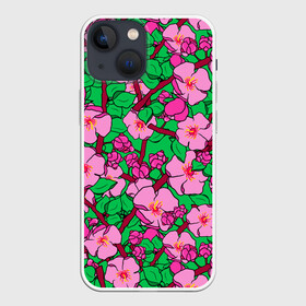 Чехол для iPhone 13 mini с принтом Цветы Сакуры, Sakura в Курске,  |  | cherry | flowers | japan | pink | sakura | summer | азия | бутоны | вишня | девушкам | деревья | лепестки | лето | листья | нарисованные цветы | природа | розовые цветы | сад | сакура | сакура вишня | сакура цветок