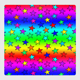 Магнитный плакат 3Х3 с принтом Радужные звезды в Курске, Полимерный материал с магнитным слоем | 9 деталей размером 9*9 см | Тематика изображения на принте: baby | children | girl | gradient | kids | neon | rainbow | space | stars | градиент | девчачие | девчачье | детские | детский рисунок | звездочки | звезды | космос | красочные | малышам | неоновые | ночные | радуга | разноцветные