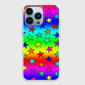 Чехол для iPhone 13 Pro с принтом Радужные звезды в Курске,  |  | baby | children | girl | gradient | kids | neon | rainbow | space | stars | градиент | девчачие | девчачье | детские | детский рисунок | звездочки | звезды | космос | красочные | малышам | неоновые | ночные | радуга | разноцветные