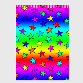 Скетчбук с принтом Радужные звезды в Курске, 100% бумага
 | 48 листов, плотность листов — 100 г/м2, плотность картонной обложки — 250 г/м2. Листы скреплены сверху удобной пружинной спиралью | Тематика изображения на принте: baby | children | girl | gradient | kids | neon | rainbow | space | stars | градиент | девчачие | девчачье | детские | детский рисунок | звездочки | звезды | космос | красочные | малышам | неоновые | ночные | радуга | разноцветные