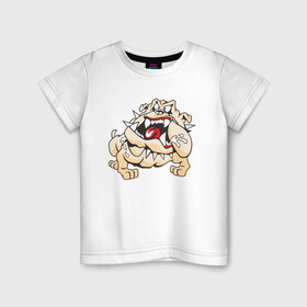 Детская футболка хлопок с принтом Злая собака в Курске, 100% хлопок | круглый вырез горловины, полуприлегающий силуэт, длина до линии бедер | dog | бульдог | злой | пес | псина | собака | собачка | сторожевой пес