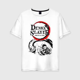 Женская футболка хлопок Oversize с принтом Зенитцу | Kimetsu No Yaiba (Z) в Курске, 100% хлопок | свободный крой, круглый ворот, спущенный рукав, длина до линии бедер
 | demon slayer | kimetsu no yaiba | slayer | zenitsu | зенитцу | зеницу | клинок рассекающий демонов