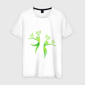 Мужская футболка хлопок с принтом Мы вместе в Курске, 100% хлопок | прямой крой, круглый вырез горловины, длина до линии бедер, слегка спущенное плечо. | гармония | гармония с природой | дерево | люди | планета | растения | чистая планета | экология