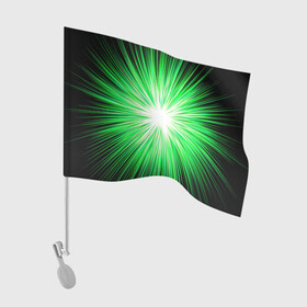 Флаг для автомобиля с принтом ЗЕЛЁНОЕ СЕВЕРНОЕ СИЯНИЕ в Курске, 100% полиэстер | Размер: 30*21 см | абстракция | звезда | лучи | минимализм | север | сириус | сияние | яркость