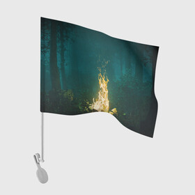 Флаг для автомобиля с принтом НОЧЬ В ИЮЛЕ в Курске, 100% полиэстер | Размер: 30*21 см | вечер | искры | костёр | лес | лето | настольгия | спокойствие | тишена | треск | уголёк