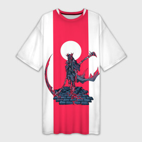 Платье-футболка 3D с принтом Bloodborne Redline в Курске,  |  | Тематика изображения на принте: bloodborne | game | games | stranger | бладборн | игра | игры | соулс | странник