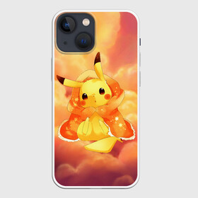 Чехол для iPhone 13 mini с принтом Пикачу на облачках в Курске,  |  | anime | picachu | pikachu | аниме | милый | пика | пикачу | покебол | покемон