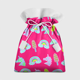 Подарочный 3D мешок с принтом pop it радуга и единорог в Курске, 100% полиэстер | Размер: 29*39 см | pop it | антистресс | детский | единорог | игрушка | лопать | мороженое | поп ит | пупырка | радуга | радужный | разноцветный | розовый | фуксия | шарики