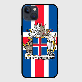 Чехол для iPhone 13 с принтом Флаг и Герб Исландии в Курске,  |  | бык | герб | грифон | дракон | исландии | исландия | коровы | красный | линии | орел | пастух | синий | флаг