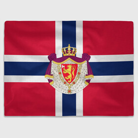Плед 3D с принтом Норвегия | Флаг и герб Норвегии в Курске, 100% полиэстер | закругленные углы, все края обработаны. Ткань не мнется и не растягивается | герб | герб норвегии | корона | красный | лев | линии | норвегии | норвегия | синий | топор | флаг | флаг норвегии | щит