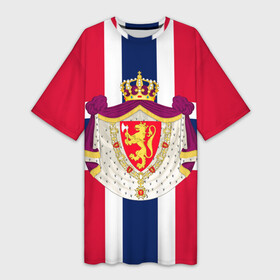 Платье-футболка 3D с принтом Норвегия | Флаг и герб Норвегии в Курске,  |  | герб | герб норвегии | корона | красный | лев | линии | норвегии | норвегия | синий | топор | флаг | флаг норвегии | щит