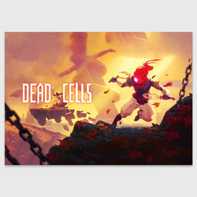 Поздравительная открытка с принтом Dead Cells ГГ в Курске, 100% бумага | плотность бумаги 280 г/м2, матовая, на обратной стороне линовка и место для марки
 | cell | cells | dead | dead cells | game | gamer | games | metroidvania | roguelike | игра | игры