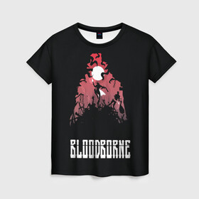 Женская футболка 3D с принтом Мир Бладборна в Курске, 100% полиэфир ( синтетическое хлопкоподобное полотно) | прямой крой, круглый вырез горловины, длина до линии бедер | bloodborne | game | games | stranger | бладборн | игра | игры | соулс | странник