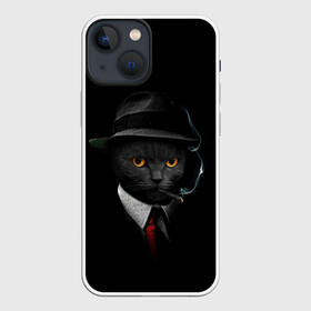 Чехол для iPhone 13 mini с принтом НУАРНЫЙ КОТ в Курске,  |  | Тематика изображения на принте: animal | cat | dark | detective | nuar | police | triller | детектив | звери | кот | котэ | кошки | нуар | триллер