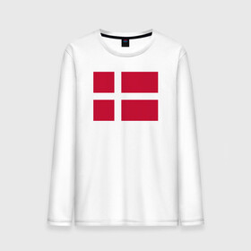 Мужской лонгслив хлопок с принтом Дания | Флаг Дании в Курске, 100% хлопок |  | Тематика изображения на принте: белый | герб | дании | дания | красный | линии | флаг