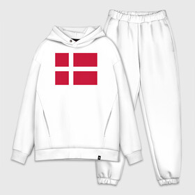 Мужской костюм хлопок OVERSIZE с принтом Дания | Флаг Дании в Курске,  |  | белый | герб | дании | дания | красный | линии | флаг