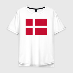 Мужская футболка хлопок Oversize с принтом Дания | Флаг Дании в Курске, 100% хлопок | свободный крой, круглый ворот, “спинка” длиннее передней части | Тематика изображения на принте: белый | герб | дании | дания | красный | линии | флаг