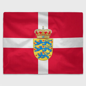Плед 3D с принтом Дания | Герб и флаг Дании в Курске, 100% полиэстер | закругленные углы, все края обработаны. Ткань не мнется и не растягивается | герб | дании | дания | корона | лев | львы | сердца | сердце | флаг | щит