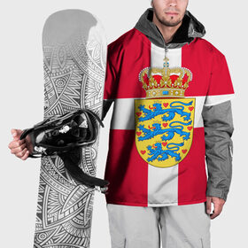 Накидка на куртку 3D с принтом Дания | Герб и флаг Дании в Курске, 100% полиэстер |  | Тематика изображения на принте: герб | дании | дания | корона | лев | львы | сердца | сердце | флаг | щит