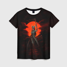 Женская футболка 3D с принтом Blood moon в Курске, 100% полиэфир ( синтетическое хлопкоподобное полотно) | прямой крой, круглый вырез горловины, длина до линии бедер | bloodborne | game | games | stranger | бладборн | игра | игры | соулс | странник
